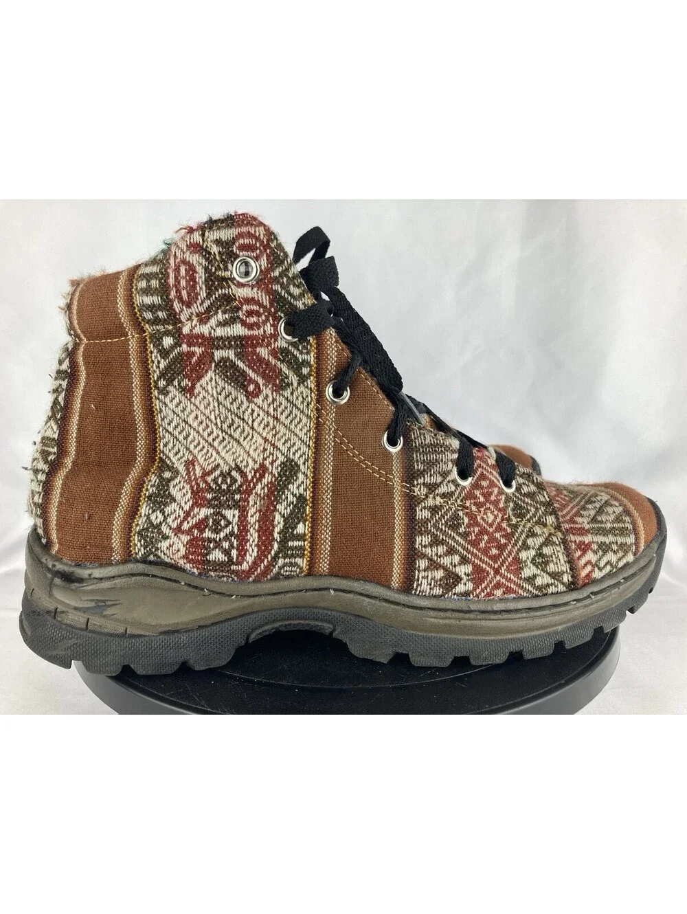 Men's Size 10 Hand Woven Southwestern Aztec Ankle Boots Tribal Rugged Shoes